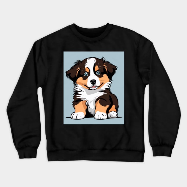 Australian Shepherd Puppy Roly Poly Baby Crewneck Sweatshirt by LittleBean